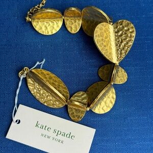 NWT Kate Spade “Metal Petal” Hammered Goldtone Bracelet